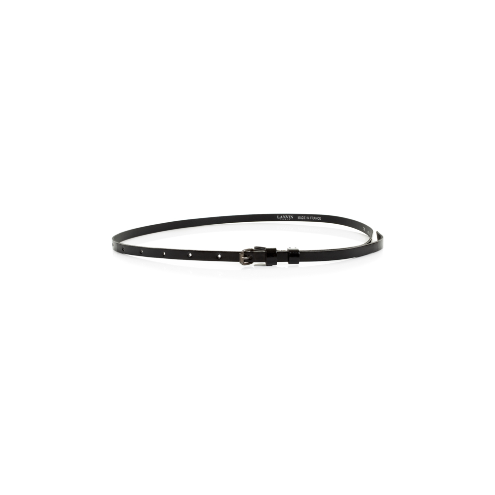 Black Thin Patent Leather Belt by Lanvin - Le Dressing Monaco