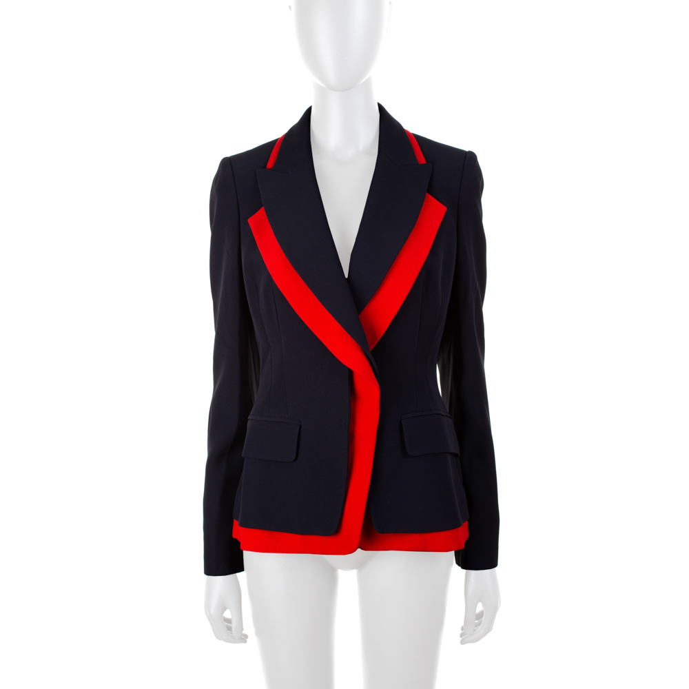 Navy Blazer With Red Border by Alexander McQueen - Le Dressing Monaco