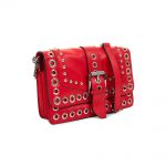 Red Leather Flapbag Metal Rings by Barbara Bui - Le Dressing Monaco