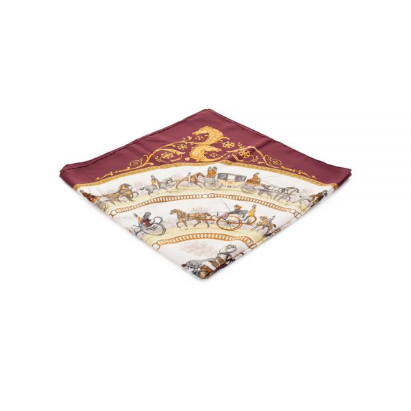 Burgundy Promenade de Longchamps Silk Scarf by Hermès - Le Dressing Monaco