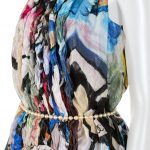 Ocean Life Print Ruffled Dress Pearl Belt by Chanel - Le Dressing Monaco