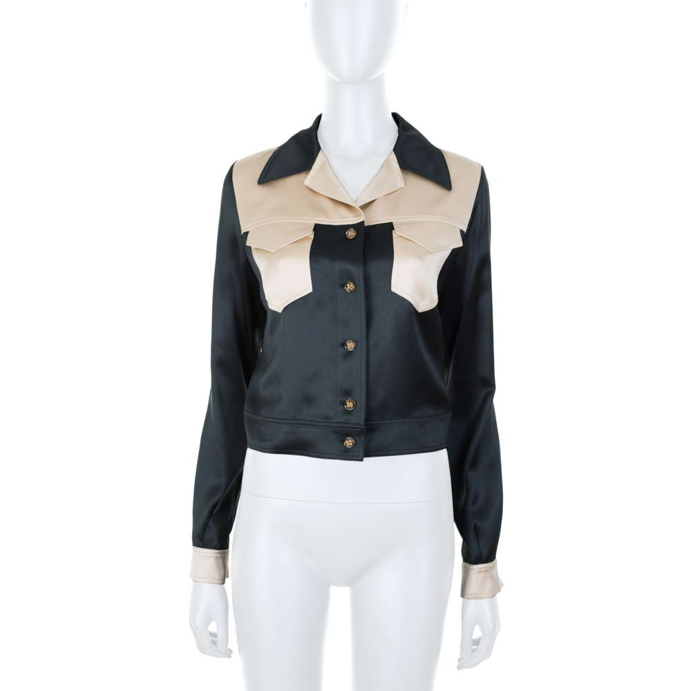 Short Bicolor Silk Jacket by Chanel - Le Dressing Monaco
