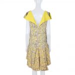 Yellow Black Nude Lace Asymmetric Dress