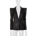 Black Leather Blazer With Epaulettes by Balmain - Le Dressing Monaco