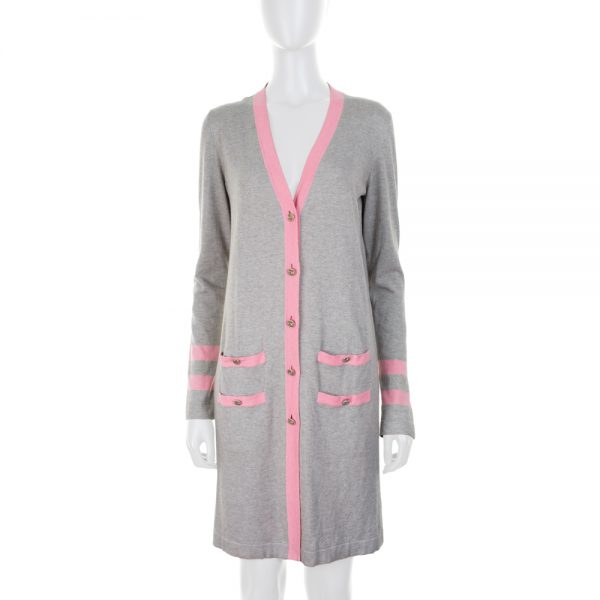 Pink And Grey Long Cardigan by Chanel - Le Dressing Monaco