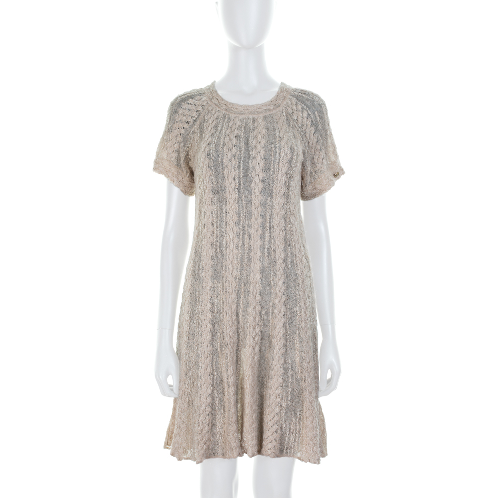 Short Sleeved Off White Alpaca Dress by Chanel - Le Dressing Monaco