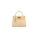Kelly Sellier 28 Beige Ostrich Leather by Hermès - Le Dressing Monaco