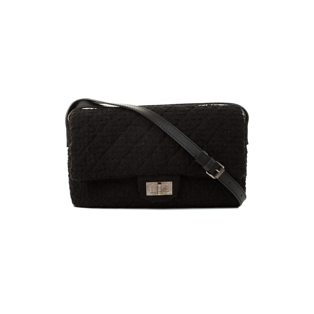 Black Tweed 2.55 Leather Strap Crossbody Bag by Chanel - Le Dressing Monaco