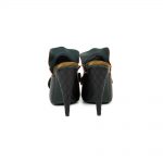 Black Leather Slide Mule Green Wavy Details by Fendi - Le Dressing Monaco