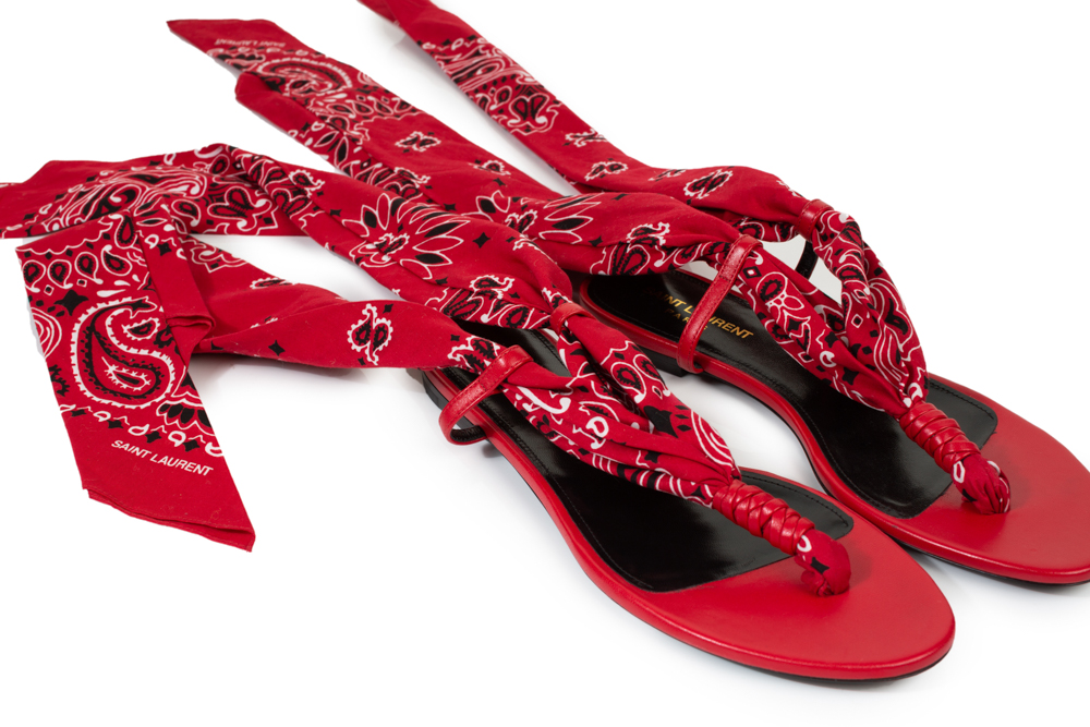 red bandana flip flops