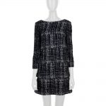 Blue And White Long Sleeved Boucle Dress by Chanel - Le Dressing Monaco
