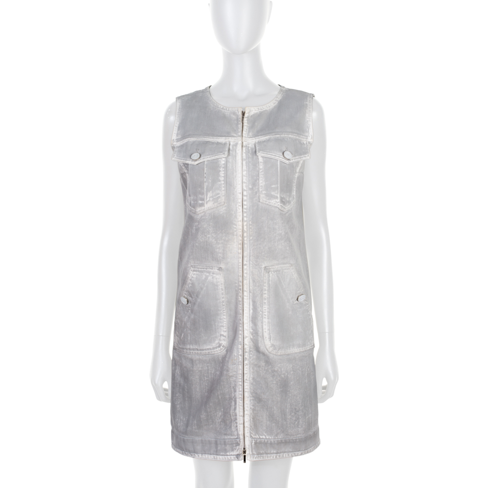 Grey Denim Zipped Cotton Dress by Chanel - Le Dressing Monaco