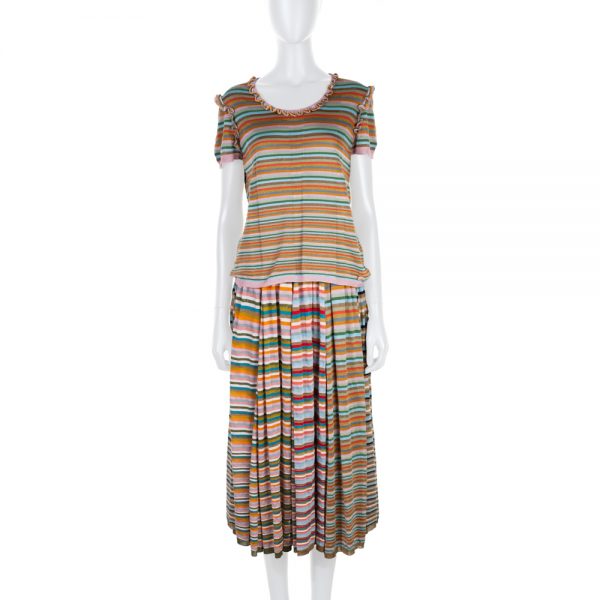 Multicolored Lurex Top Pleated Skirt Set by Chanel - Le Dressing Monaco
