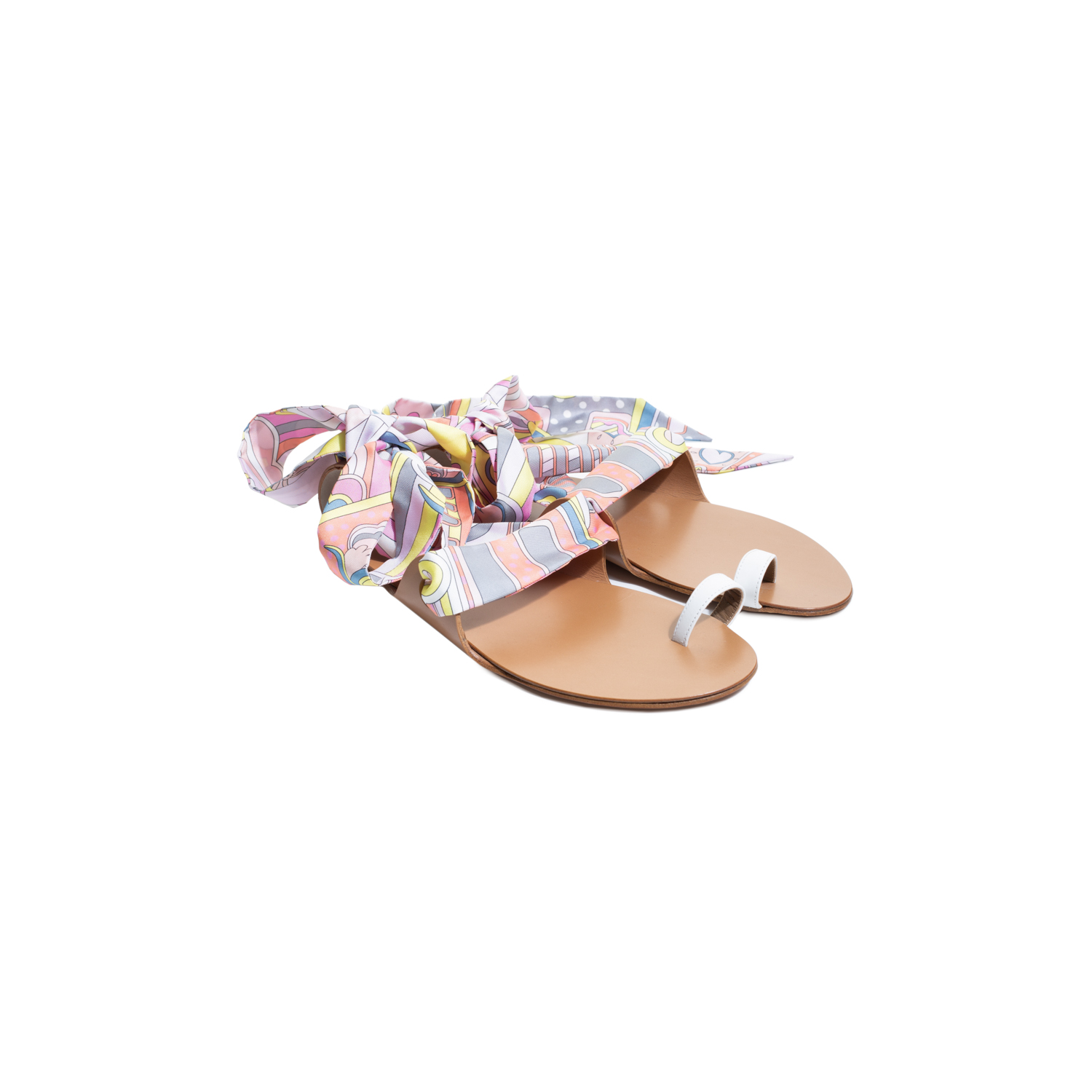 Brown Leather Twilly Ankle Wrapped Sandals by Hermès - Le Dressing Monaco