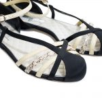 Black Nude Satin Python Leather Sandals by Chanel - Le Dressing Monaco