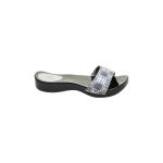 Grey Black Satin CC Slide Wood Clogs Sandals by Chanel - Le Dressing Monaco