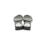 Grey Black Satin CC Slide Wood Clogs Sandals by Chanel - Le Dressing Monaco