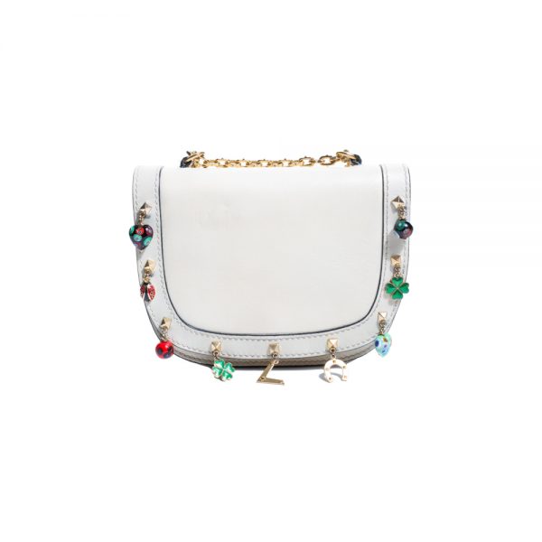 Ivory Lucky Rockstud Charm Leather Bag by Valentino - Le Dressing Monaco