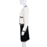 Off White Black Metal Fringed Skirt Suit by Chanel - Le Dressing Monaco