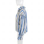 Blue White Stripped V Buttoned Blouse by Philosphy - Le Dressing Monaco