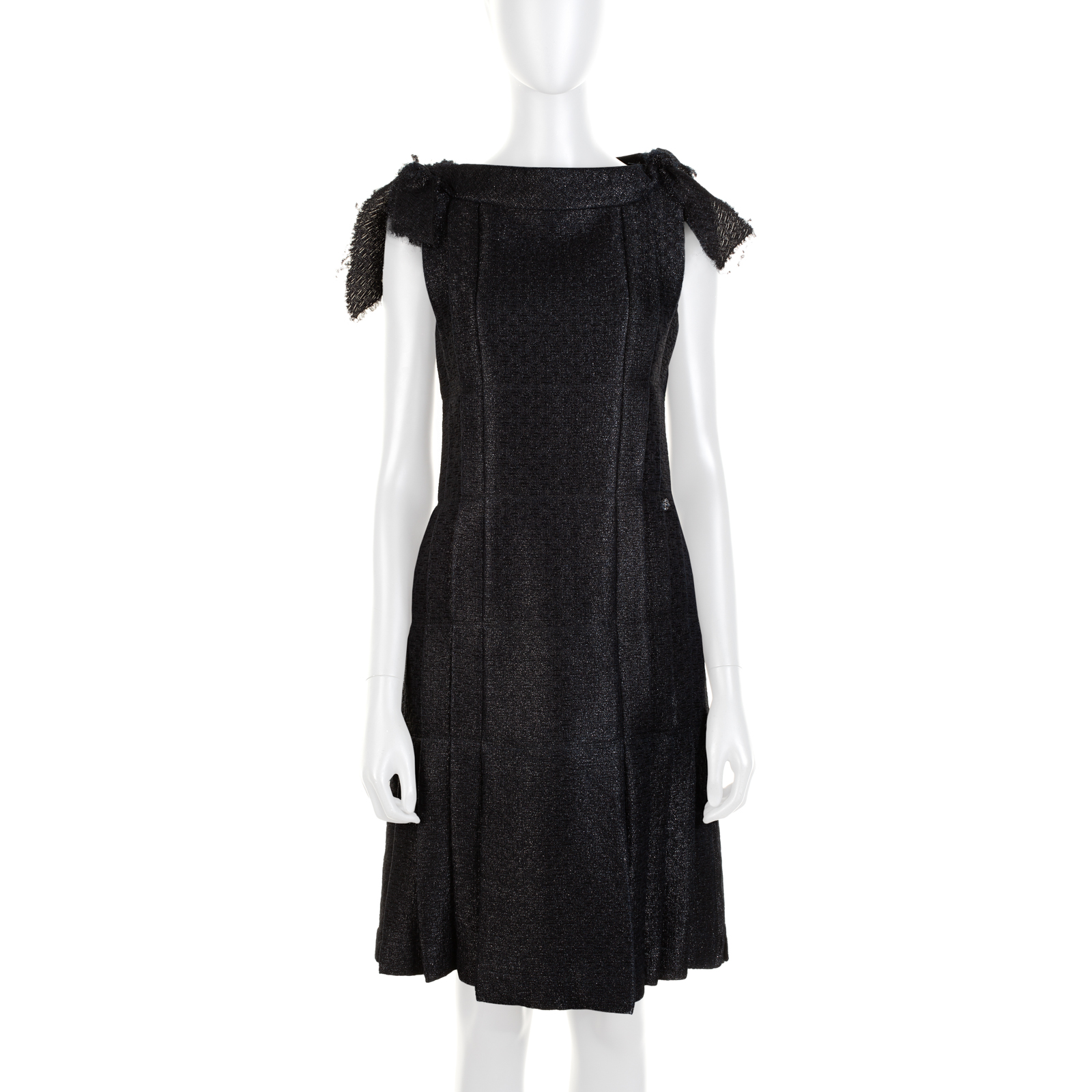 Black Lurex Bow Embellished Cocktail Dress by Chanel - Le Dressing Monaco
