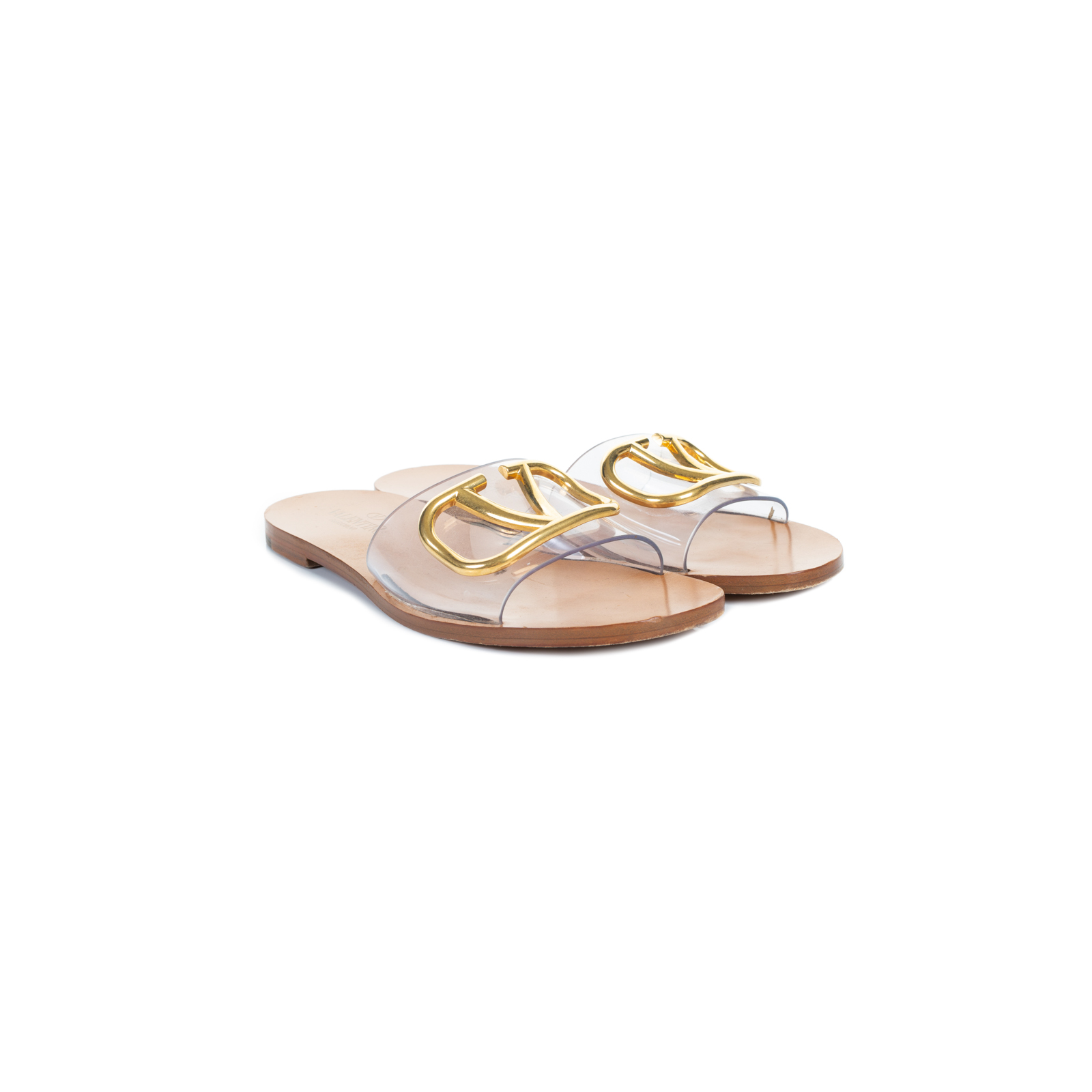 PVC Logo Slide Leather Sandals by Valentino Garavani - Le Dressing Monaco