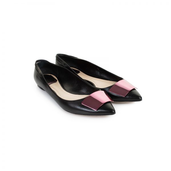 Pointed Leather Ankle strap Flats by Christian Dior - Le Dressing Monaco