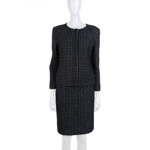 Black White Stripped Skirt Suit by Chanel - Le Dressing Monaco