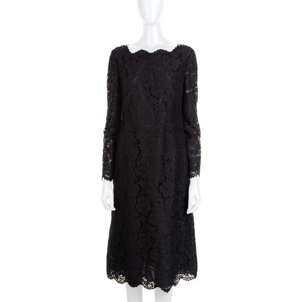 Black Zipped Lace Dress by Valentino - Le Dressing Monaco