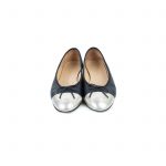 Black Leather Silver Cap Toe Flats by Chanel - Le Dressing Monaco