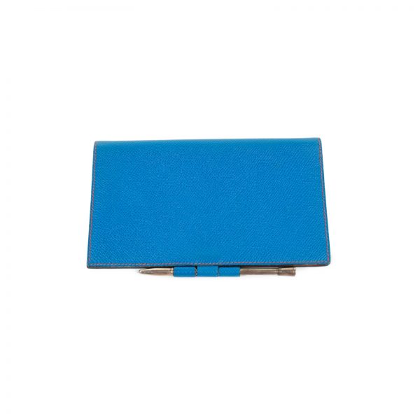 Blue Cheque Book Holder by Hermes - Le Dressing Monaco