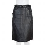 Black Textured Waist Leather Skirt by Chanel - Le Dressing Monaco