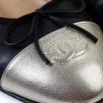 Black Leather Silver Cap Toe Flats by Chanel - Le Dressing Monaco