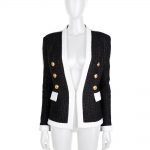 Black White Gold Buttoned Lurex Blazer by Balmain - Le Dressing Monaco