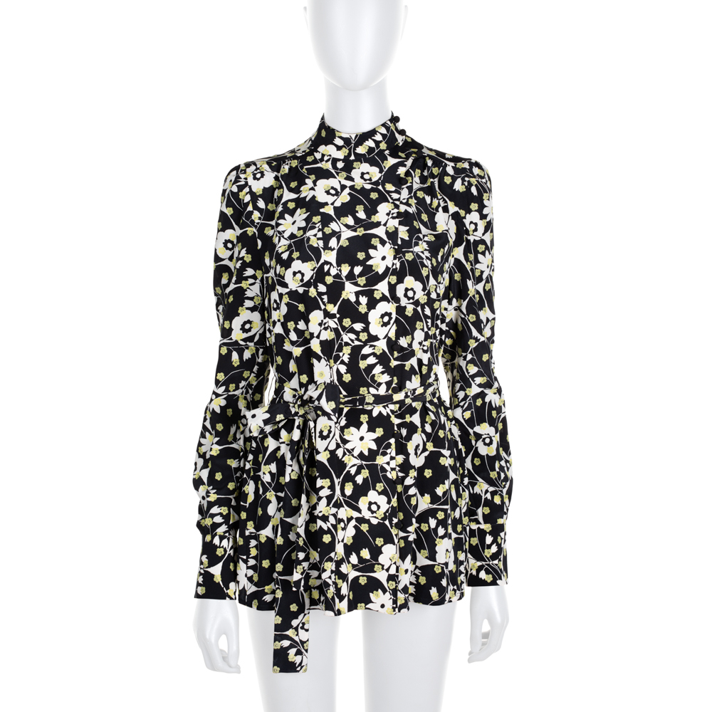 Belted Floral Print Silk Blouse by Valentino - Le Dressing Monaco