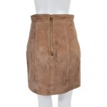 Beige Braided Suede Skirt by Balmain - Le Dressing Monaco