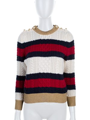 Wool Striped Cable-Knit Sweater by Gucci - Le Dressing Monaco